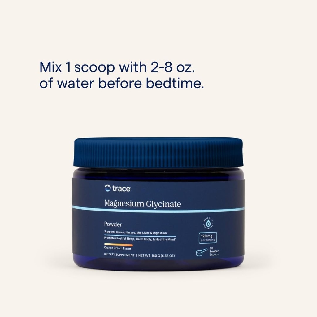 Trace Minerals Magnesium Glycinate 120mg - Drink Mix for Healthy Digestion & Muscles - Immune System Support Powder - Magnesium Supplement to Aid Healthy Sleep - Orange Dream, 180g (60 Servings) 5