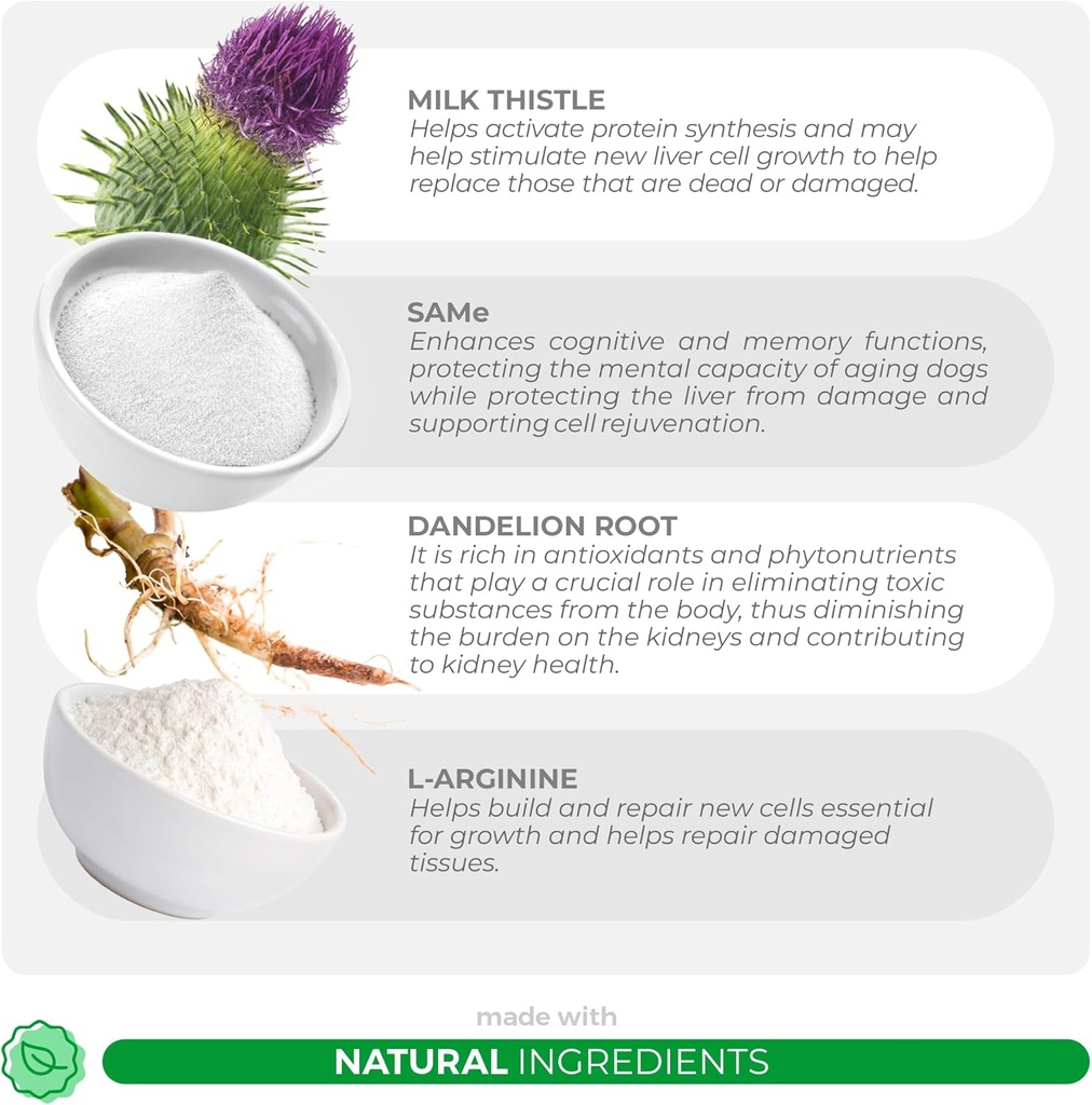 Immunity + Liver and Kidney Support for Cats - with Milk Thistle, Same, L-Arginine & Turmeric, and Dandelion Root for Detox. 6