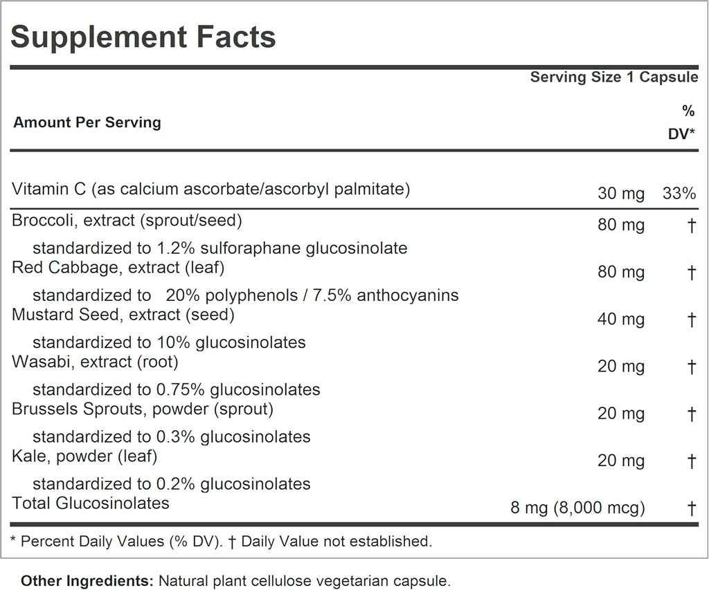 ANDREW LESSMAN Cruciferous Extracts 180 Capsules - High Levels of Glucosinolates and Sulforaphane from Broccoli, Red Cabbage, Mustard Seed, Wasabi, Brussels Sprouts and Kale Extracts, No Additives 3
