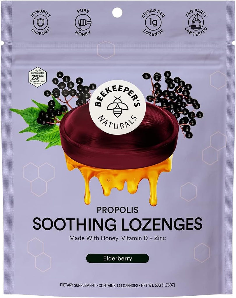 Beekeeper's Naturals Soothing Honey & Elderberry Flavor Cough Drops 4