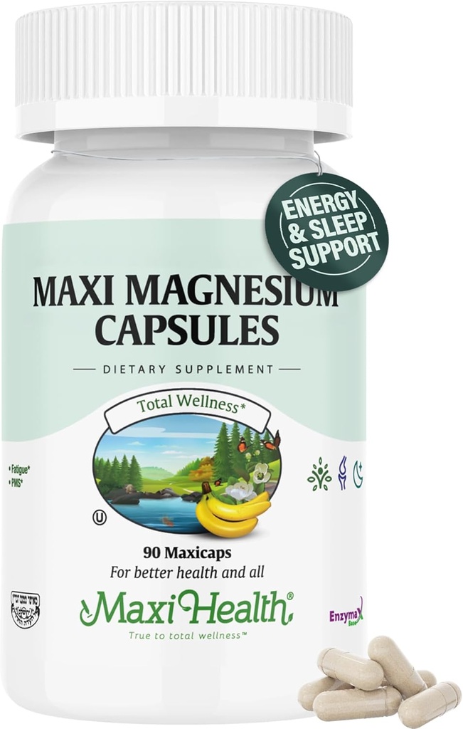 Maxi Health Magnesium Capsules - Energy Production - Muscle & Nerve Health - Bone Support - Magnesium Supplement from Magnesium Oxide, Magnesium Glycinate Chelate and Magnesium Citrate - 90 Count by Maxi Health 2