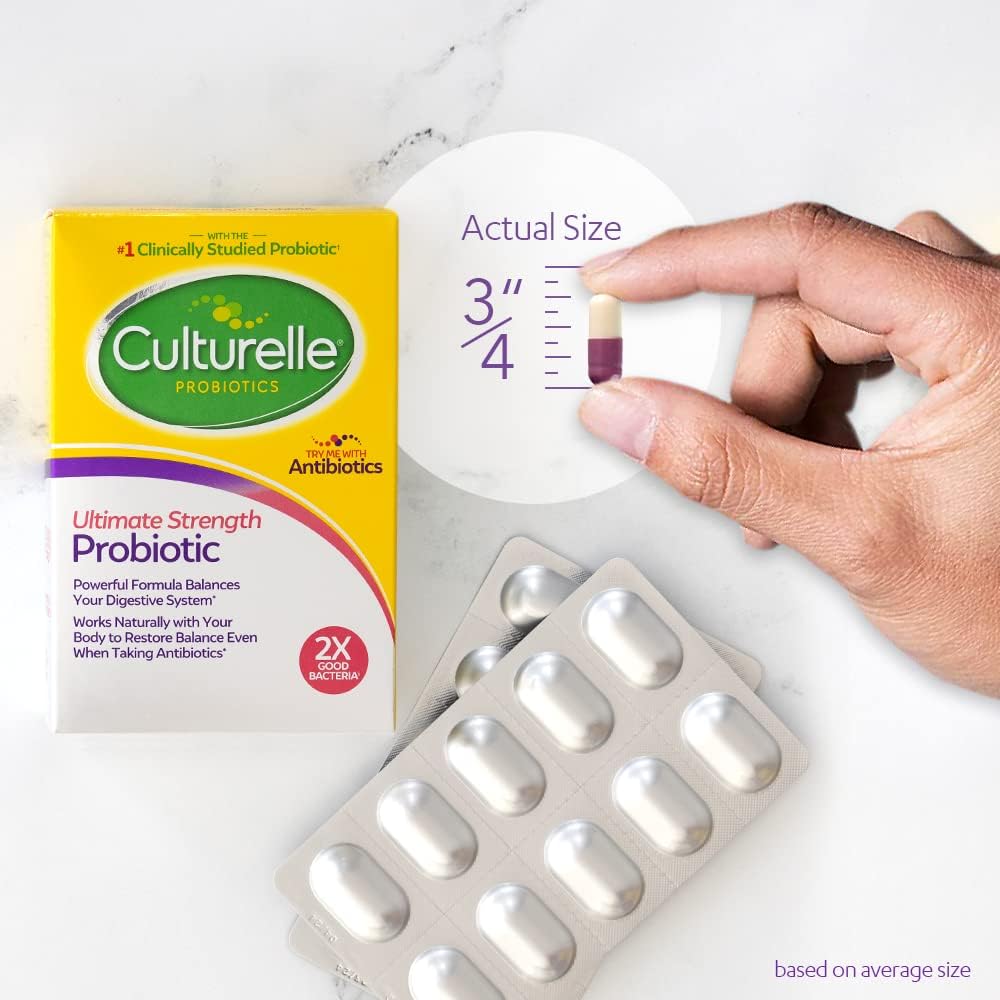 Culturelle Ultimate Strength Probiotic for Men and Women, Most Clinically Studied Probiotic Strain, 20 Billion CFUs, Supports Occasional Diarrhea, Gas & Bloating, Non-GMO, 20 Count 4