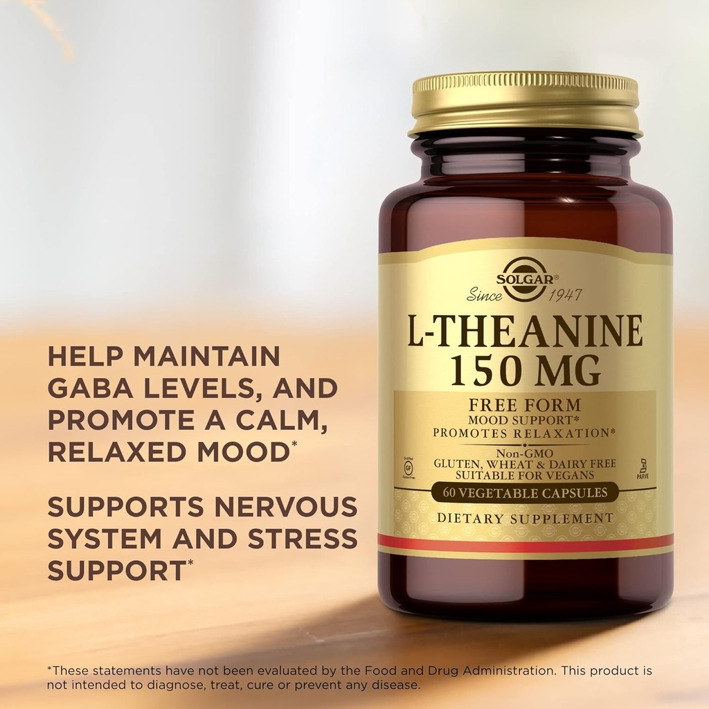 Solgar L-Theanine 150 mg - 60 Vegetable Capsules - Promotes Relaxation - Non-GMO, Vegan, Kosher & Gluten Free - 60 Servings 6