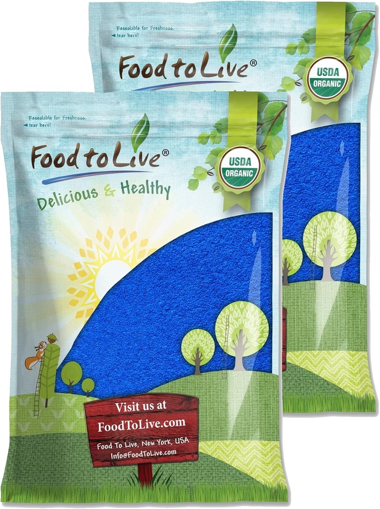 Food to Live Organic Blue Spirulina Powder, 16 Pounds – Non-GMO, Pure Raw Blue-Green Algae Extract, Vegan, Non-Irradiated, Great for Juices, Smoothies, Shakes, Drinks, and Food Coloring 2