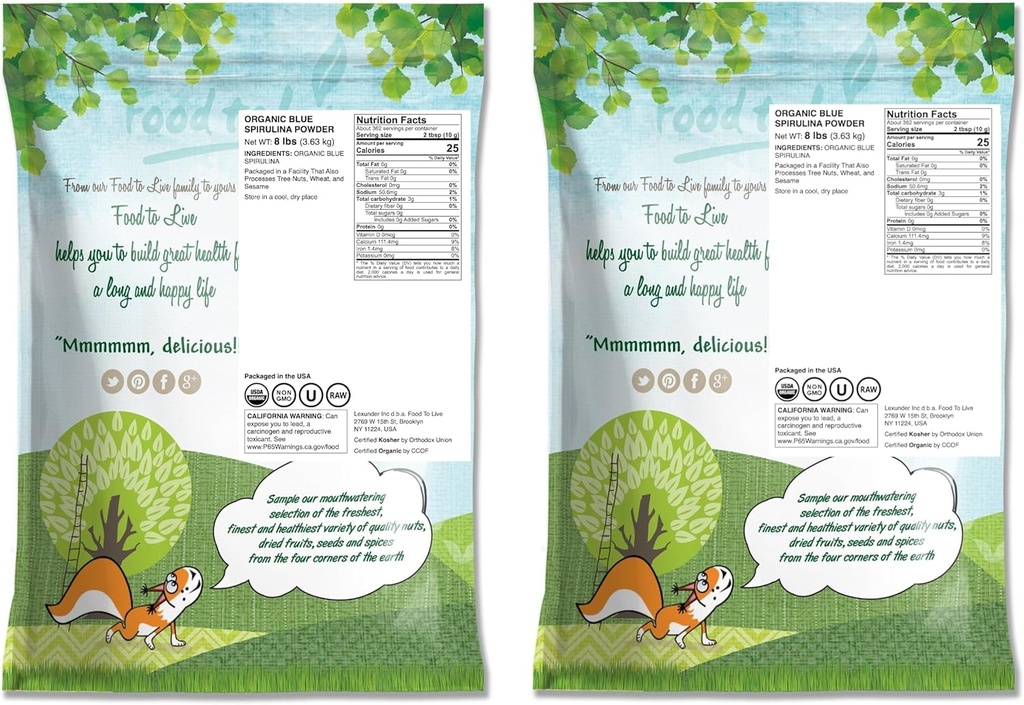 Food to Live Organic Blue Spirulina Powder, 16 Pounds – Non-GMO, Pure Raw Blue-Green Algae Extract, Vegan, Non-Irradiated, Great for Juices, Smoothies, Shakes, Drinks, and Food Coloring 3
