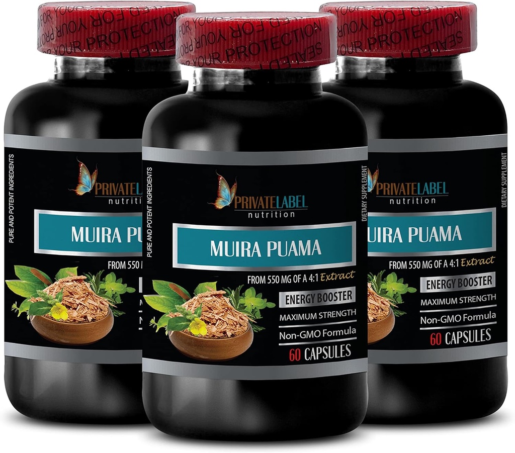 energy supplements for men - MUIRA PUAMA EXTRACT 2200Mg - MALE ENHANCEMENT - energy boost - muira puama for men - muira puama for women - muira puama herb - muira puama root extract - 3 Bot 180 Caps 2