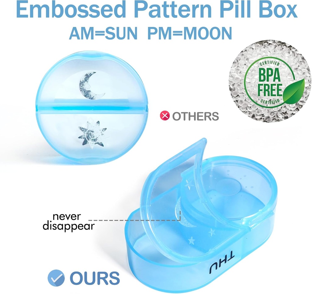 XL Weekly Pill Organizer 2 Times a Day, Pill Box 7 Day with One-Side Large Opening Design for Easy Filling, Black Privacy Protection AM PM Pill Case for Vitamins/Fish Oils/Supplements 3