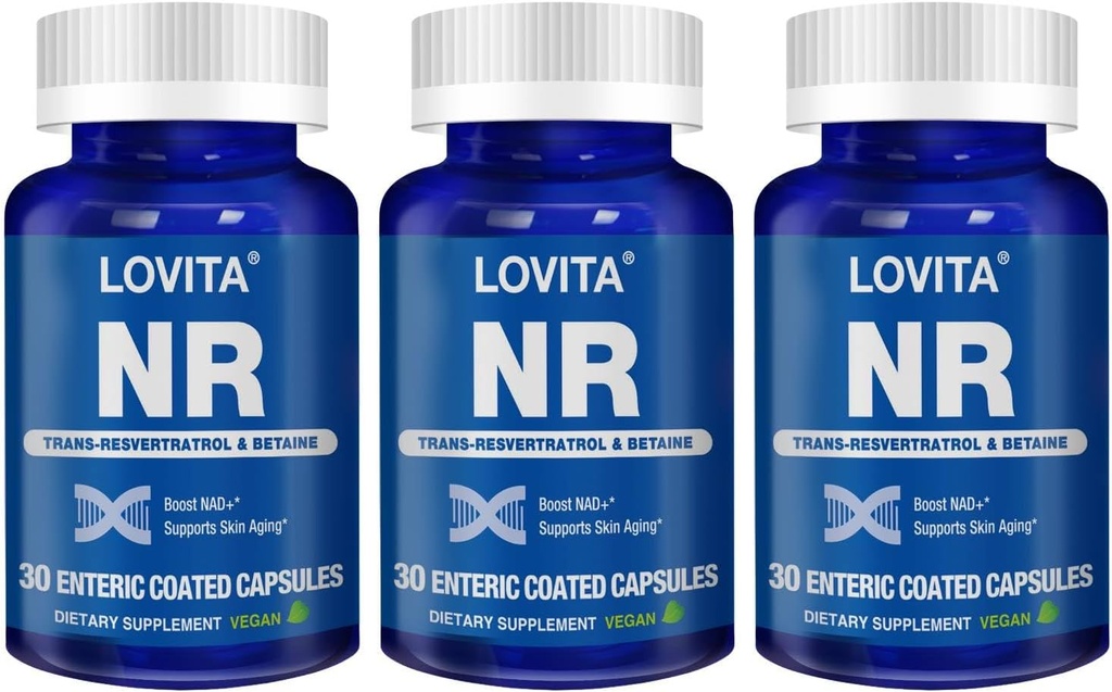 Lovita NR (Nicotinamide Riboside) 350 mg, NAD Supplement with Trans-Resveratrol and Betaine, Promote NAD Plus Levels, Healthy Aging, 30 Vegan Enteric-Coated Capsules 2
