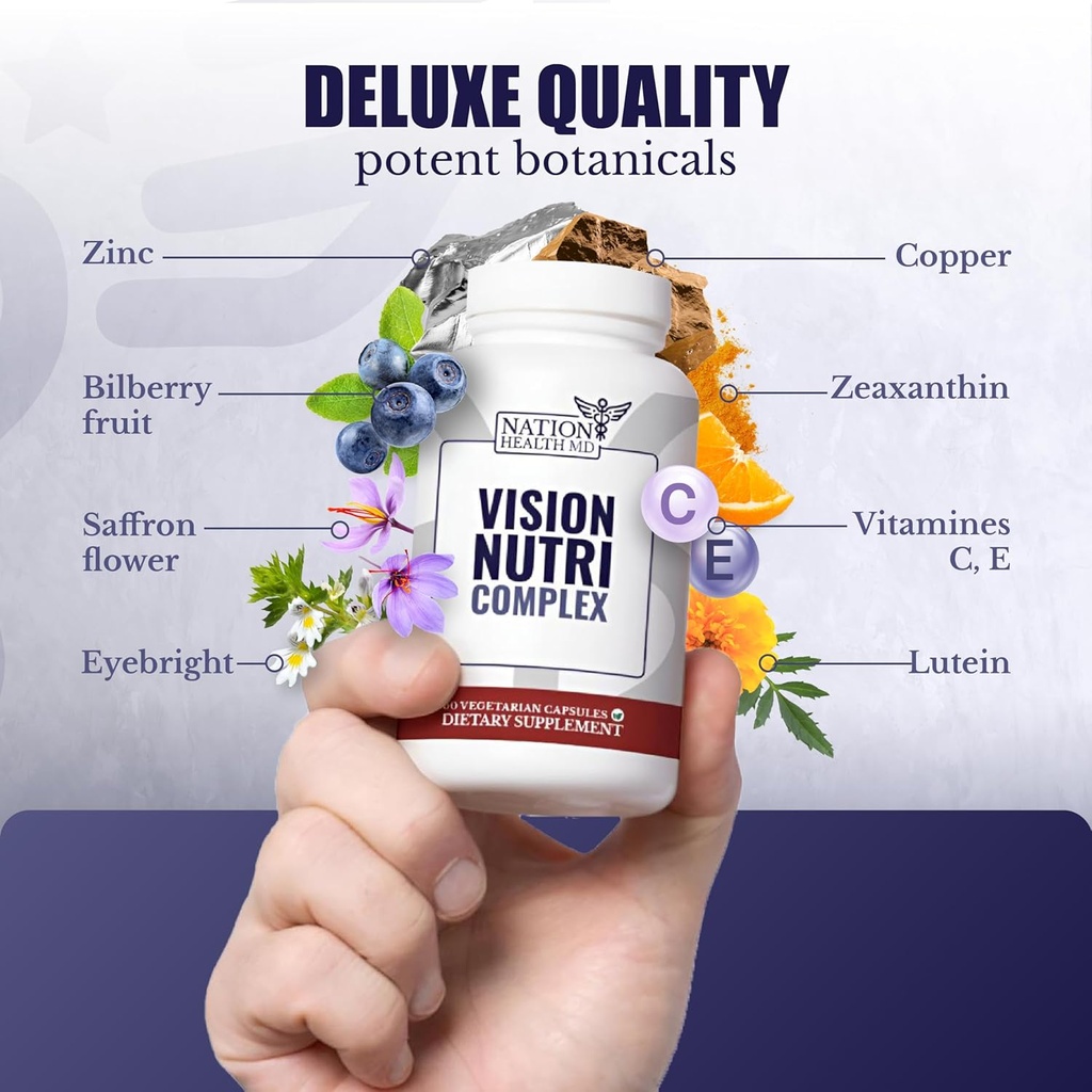 Vision Nutri Complex - Eye Vitamins with Lutein, Bilberry - Eye and Vision Health for Men & Women - 60 Capsules 4