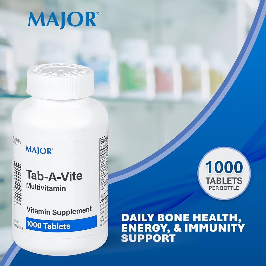 MAJOR Tab-A-Vite Multivitamin Tablets - Gluten-Free Multivitamin for Adults, Supports Overall Health, Multimineral Supplement, 1000 Count 3