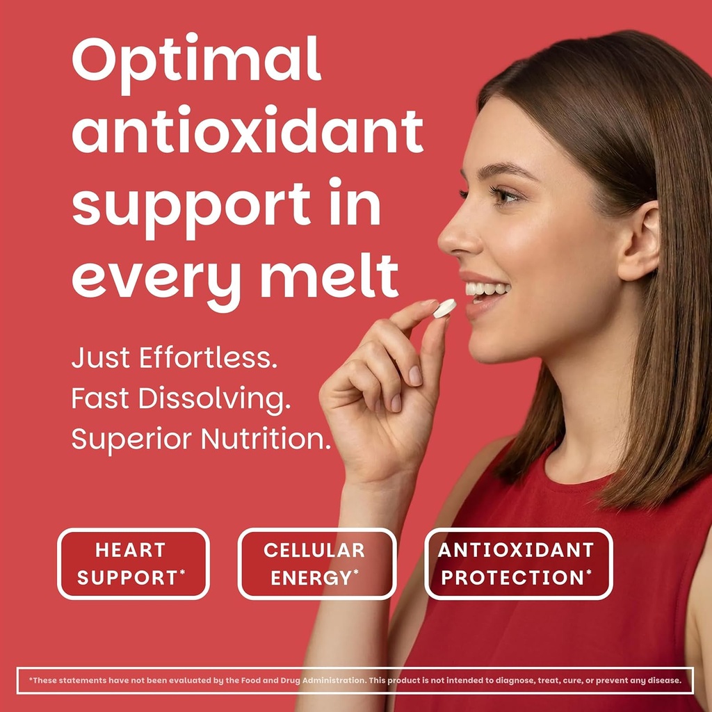 EZ Melts Dissolvable Ubiquinol 100mg, Active Form of CoQ10, Heart Health Supplements for Men & Women, Sugar-Free, 2-Month Supply - 1 Pack 3