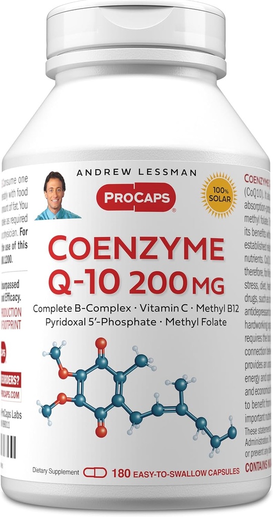 ANDREW LESSMAN Coenzyme Q-10 100 mg 180 Capsules - Essential for Energy Production and Optimum Key Organ Function, Anti-Oxidant Support, Depleted by Aging, Plus B-Complex. Easy to Swallow Capsules 2