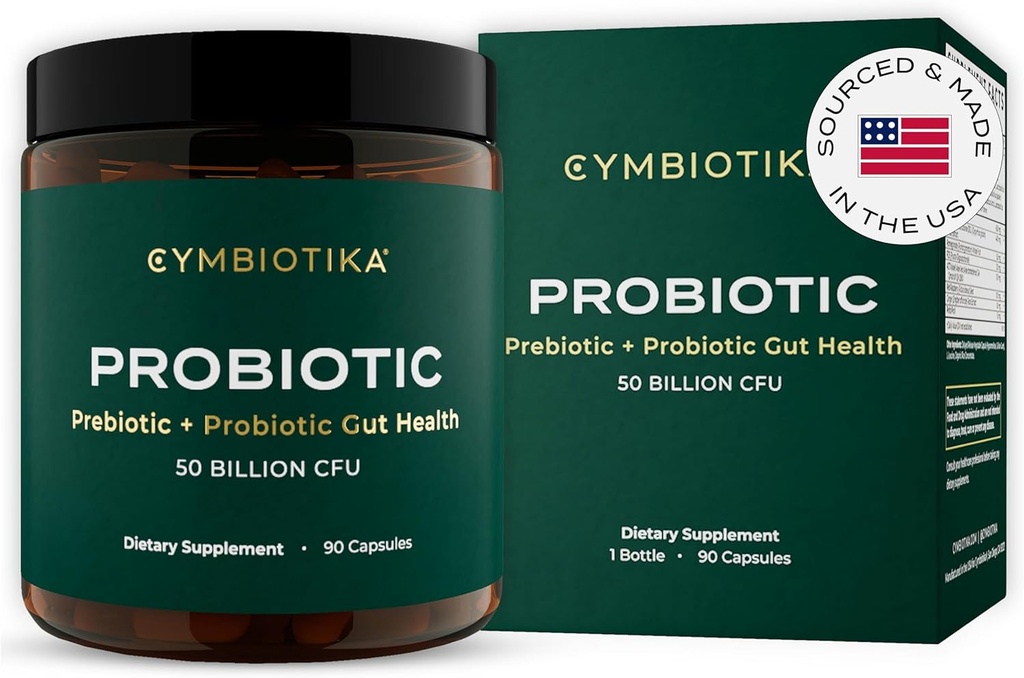 CYMBIOTIKA Probiotic + Prebiotic, 60 Billion CFU - 19 Strains, Gut Health Supplement for Women & Men, Immune Support, Digestive Health, & Gut Balance, 90 Capsules, 1 Month Supply, Made in USA 2