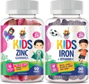 Iron Gummies for Kids & Zinc Gummies for Kids. Iron Vitamins with Vitamin C. Zinc Chewable Gummy for Immune Support - Powerful Natural Antioxidant Non-GMO Supplement for Children Men Woman Adults 2