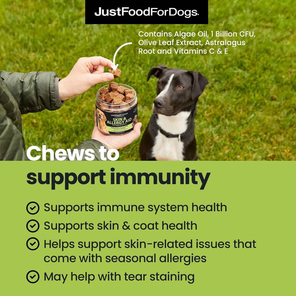 JustFoodForDogs Skin & Allergy Care Soft Chews Supplement for Dogs, Seasonal Allergies, Itchy Skin Relief, Inflammation, Immune Support - 45 Count 3