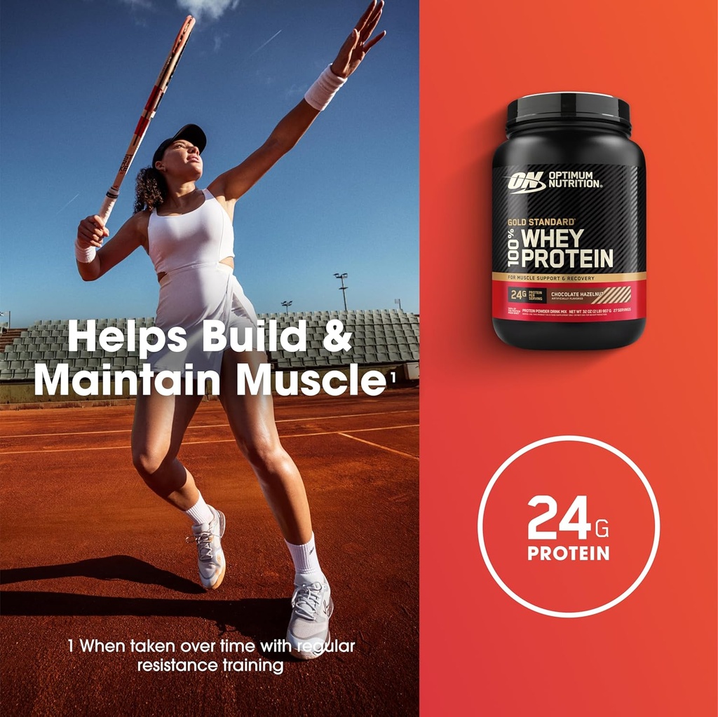 Optimum Nutrition Gold Standard 100% Whey Protein Powder, Chocolate Hazelnut, 2 Pound (Packaging May Vary) 5