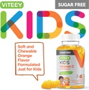 Viteey Kids Vitamin C Gummies 75mg, with Echinacea - Sugar Free - Immune Support for Kids, Toddlers, & Teens - Vegan, Gelatin Free, Gluten Free, GMO Free - Tasty Orange Flavored Immunity Gummy 3