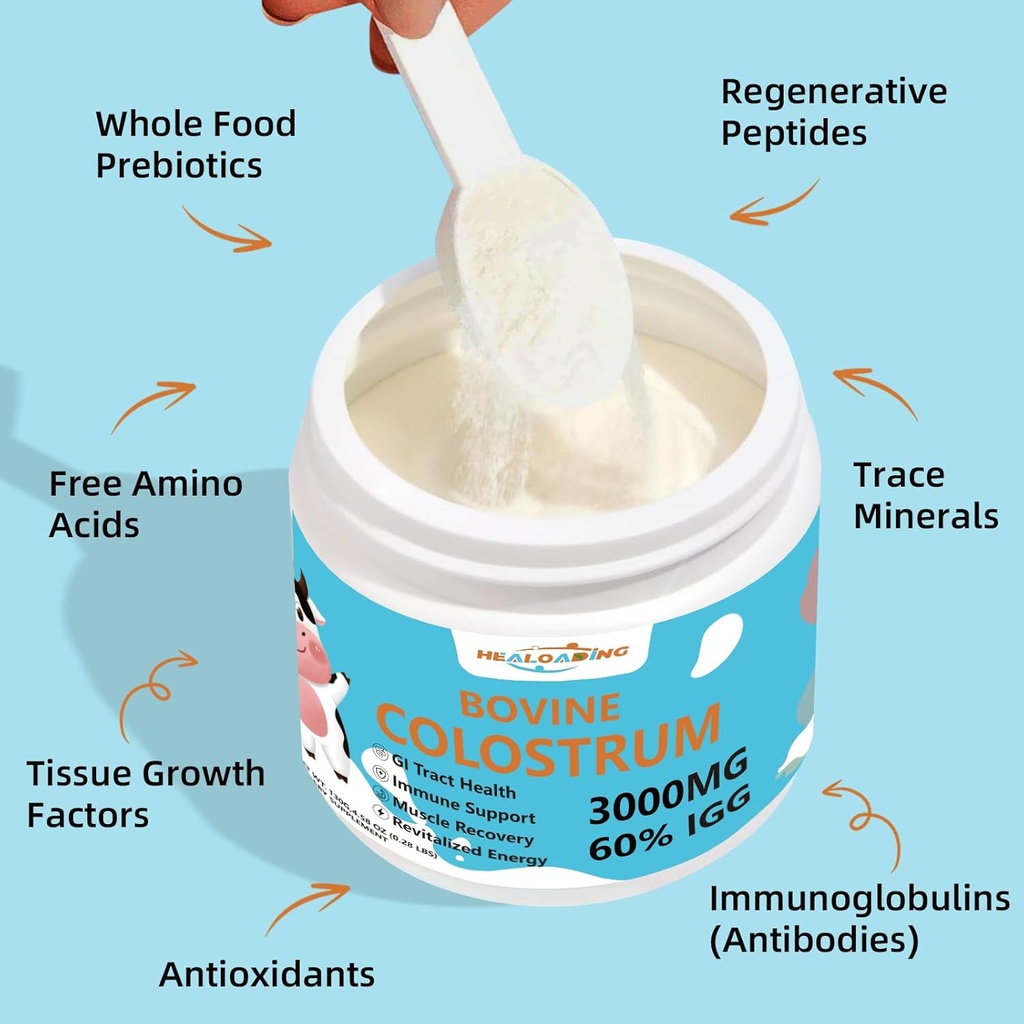 Bovine Colostrum Supplement Powder: Pure Whole Bovine Colostrum Rich in Immunoglobulins and Nutrients for Immune Support and Gut Health, Easy to Mix in Water or Smoothies 5