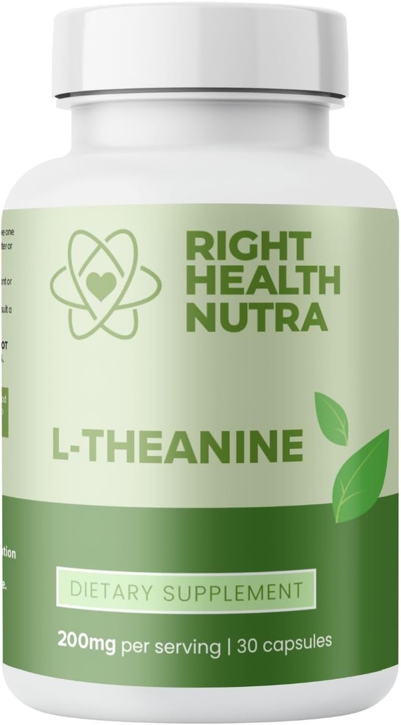 Right Health Nutra L-Theanine 200mg - 30 Capsules - L Theanine Supplement with 2X Strength 2