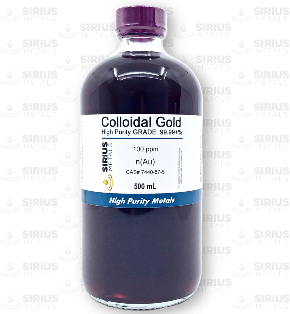 True Colloidal Gold (100 ppm) - 99.99+% Purity - 500 mL (16.9 Fl Oz) in a Clear Glass Bottle 3
