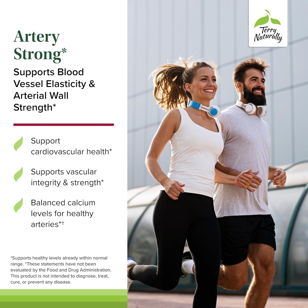 Terry Naturally Artery Strong - Cardio Health & Vascular Elasticity and Strength Support - Cardiovascular Support Supplement with Vitamins A & D3 - Aids Blood Vessel Elasticity - 60 Softgels 4