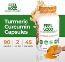 FeelGood Superfoods 1000mg Turmeric Curcumin Capsules, Fortified with 95% Curcumin Extract and Black Pepper Extract, 90 Count 3