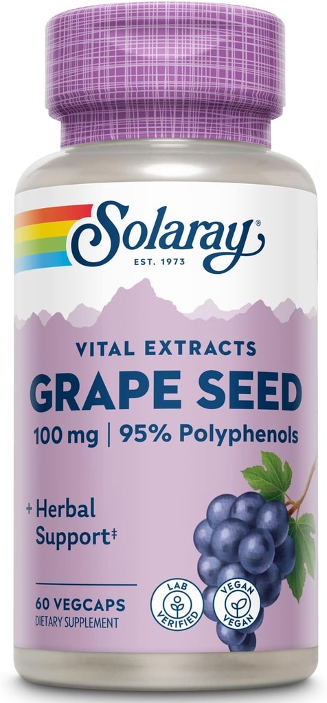 SOLARAY Grape Seed Extract 100 mg Plus Bioflavonoid Complex | Healthy Cardiovascular & Blood Vessel Support | 60 VegCaps 2