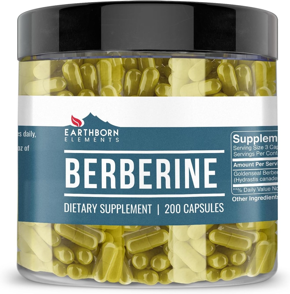 Earthborn Elements Berberine 200 Capsules, Pure & Undiluted, No Additives 2