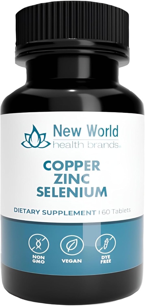 New World Health Brands Copper Zinc Selenium (5mg, 40mg, 200mcg) 3 in 1 Blend | 60 Tablets | Antioxidant Protection, Immune Support, Easy to Swallow 2