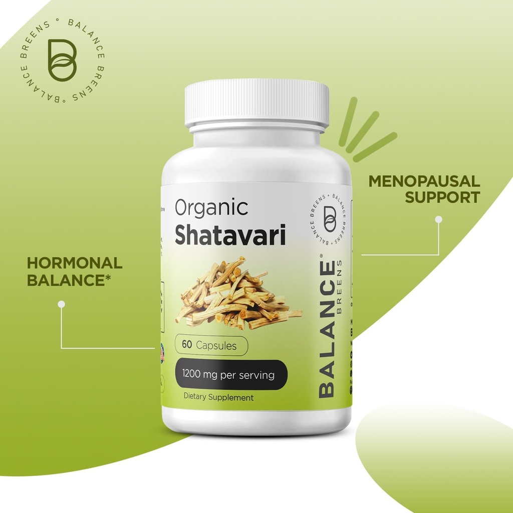 Organic Shatavari 1200mg, 60 Capsules - Lactation Support Vitamins, Hormonal Balance for Women, Asparagus Racemosus Root 4