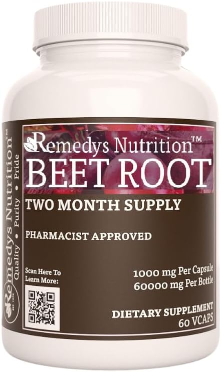 Remedy's nutrition Beet Root | 1,000 mg, 60 Vegan Capsules Herbal Dietary Supplement | Two Month Supply 2