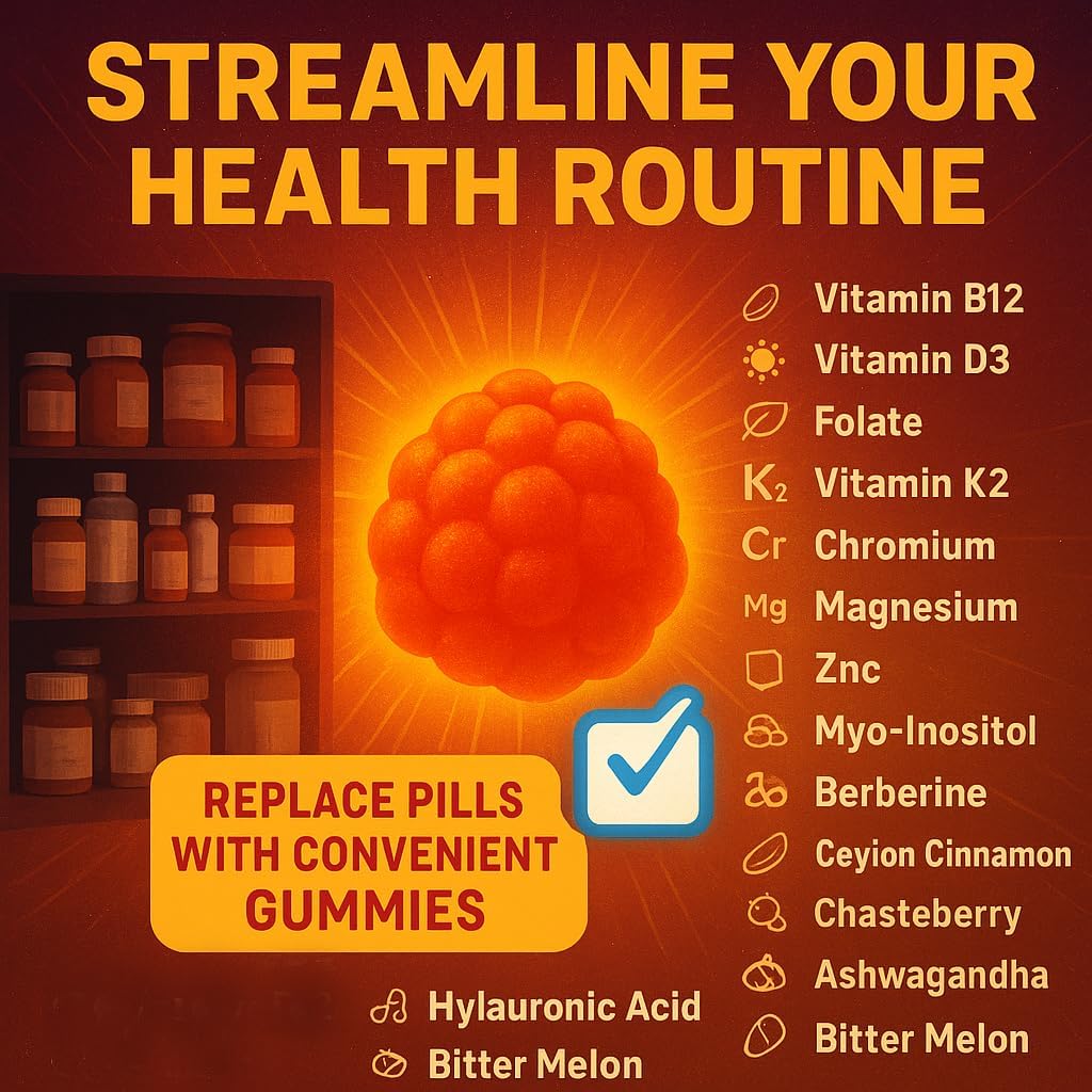 Sugar Free Myo-Inositol & D-Chiro Inositol Gummies for Women, Berberine Vitamin D3 K2 DIM Magnesium Glycinate Oxide L-Methylfolate Supplement for Women, Fertility, Hormone Balance, PMS, Ovarian Health 4