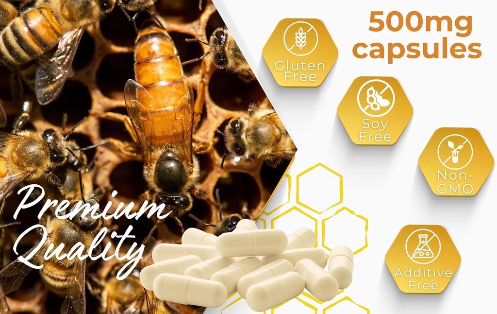 Bee Bread & Royal Jelly Capsules Natural Superfood Bundle 4