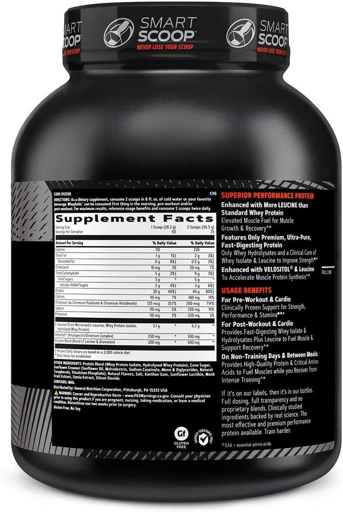 GNC AMP Wheybolic Clinically Proven Protein Powder, 40g Whey Protein, BCAA, Leucine, Increases Muscle Strength, Muscle Building, 3rd Party Tested, Gluten Free, Classic Vanilla, 33 Servings 3