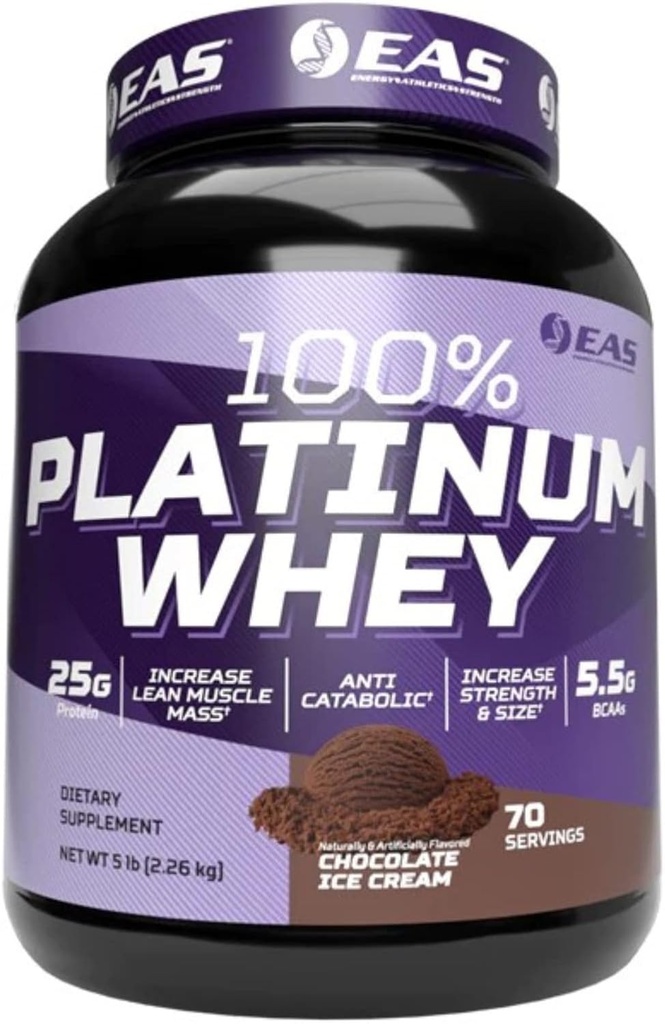 EAS 100% Platinum | 3 Ultra-Platinum Whey Proteins | Increase Size & Strength | 25g Protein, 5.5g BCAAs | 5 Pound (Chocolate Ice Cream) 2