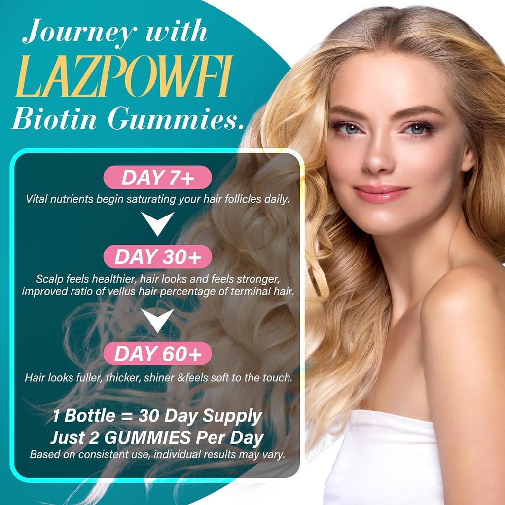 Biotin Gummies -Hair Skin and Nails Vitamins for Men & Women, Vegan Vitamin B7, Supports Hair Growth and Stronger Nails,90 Day Supply-Raspberry-3 Pack 3