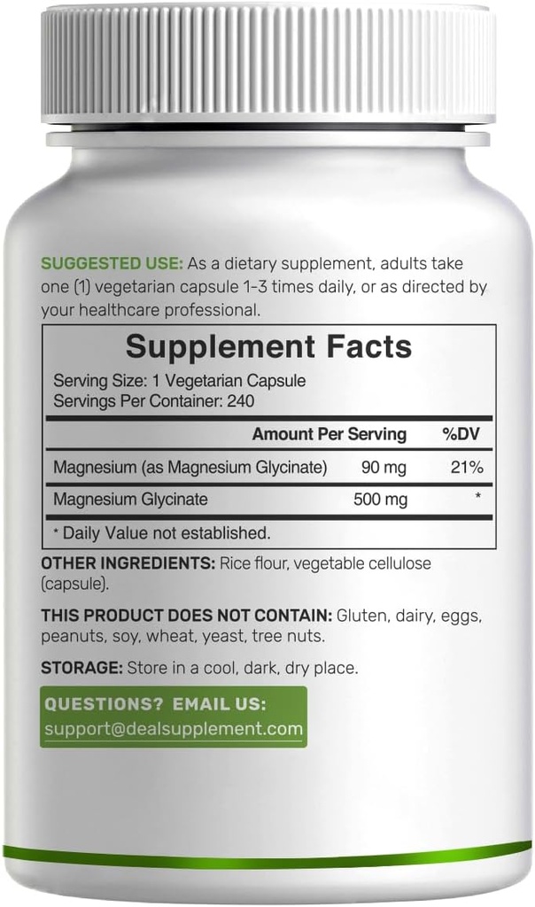 2 Pack Magnesium Glycinate 500mg, 480 Veggie Capsules | 100% Chelated for Easy Absorption | Essential Mineral Supplement for Muscle, Sleep, & Heart Health 4