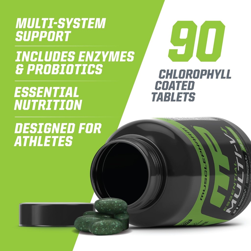 Muscle Pharm Essentials Multi-V+, The Athlete's Multi-Vitamin, Enhanced Energy, Performance & Immune Health, Daily Multivitamin for Men & Women with Minerals Plus Probiotics, 90 Tablets, 30 Servings 6