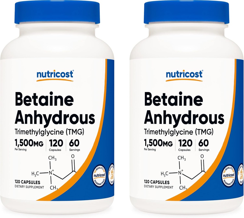 Nutricost Betaine Anhydrous Caps 1500mg, 60 Servings Per Bottle (2 Bottles) 2