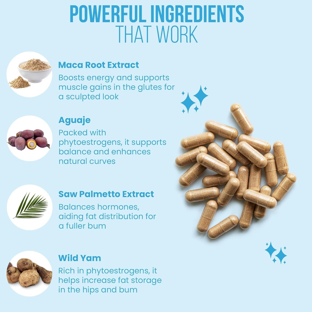 InstaBum Bum Enhancement Pills – Lift, Shape, and Fill Glutes – Fast Growth for Bigger Butt and HIPS – No Gummies. Visible Results in 1-2 Weeks 4