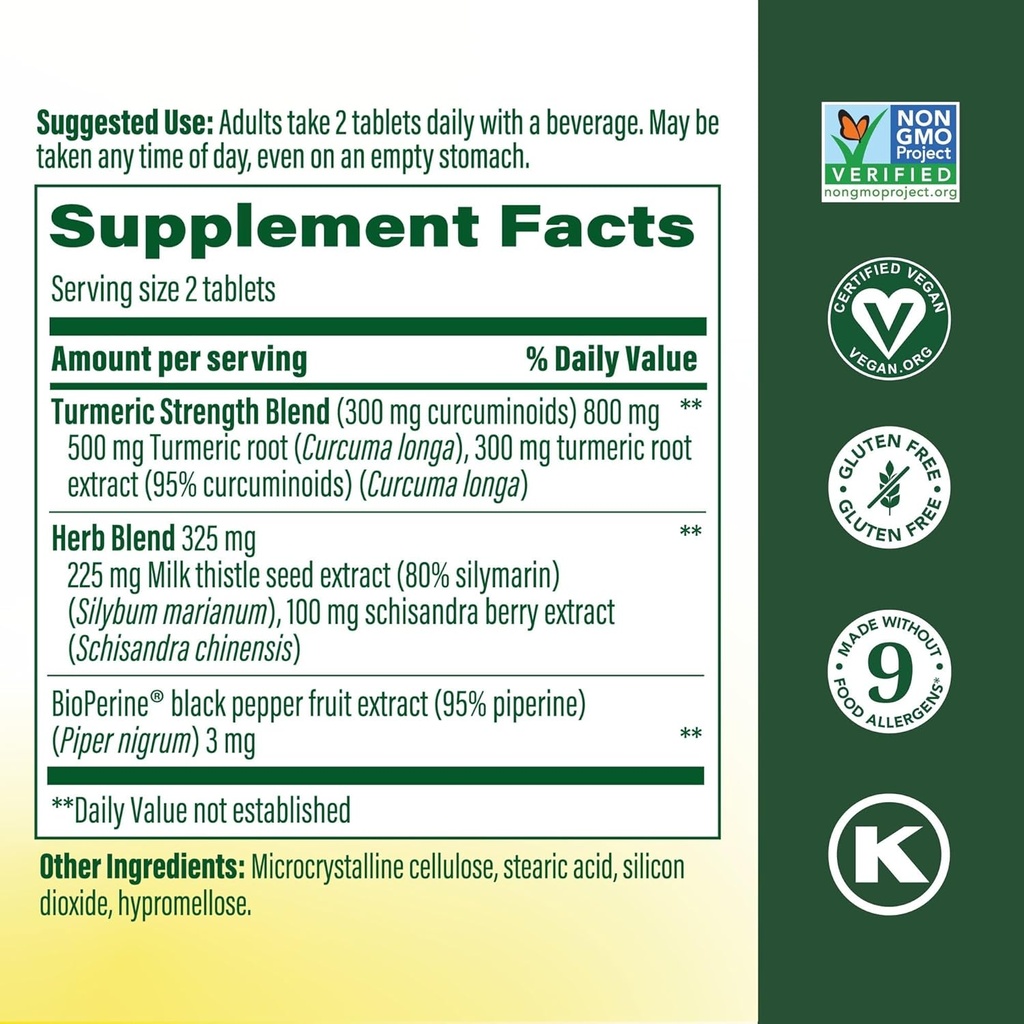 MegaFood Turmeric Curcumin Supplement for Liver Support - Turmeric Supplement with Black Pepper & Milk Thistle - 300mg Curcuminoids Per Serving - Vegan, Gluten Free, NonGMO - 90 Tablets, 45 Servings 3