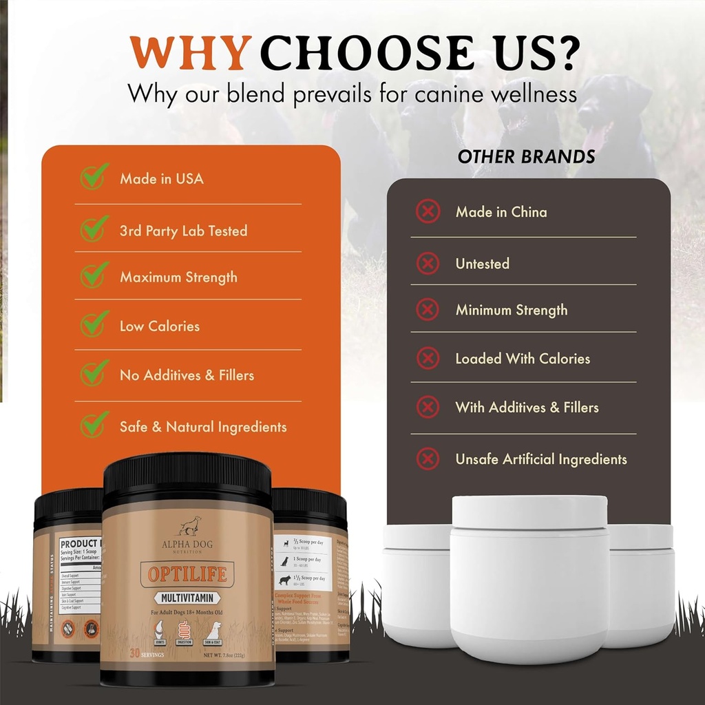 OptiLife Dog Multivitamin Powder - Adult Dog Multivitamin with Probiotics, Allergy Support, Joint Support, Skin & Coat Support - Dog Vitamins and Supplements - Multivitamin for Dogs (60 Servings) 6