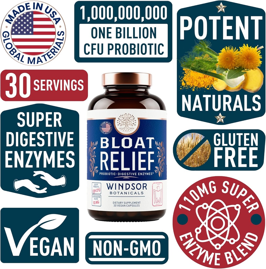 WINDSOR BOTANICALS Menopause Supplements and Bloat Relief Probiotic - Female Helath Bundle 5