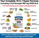 Sciatica Nerve Support Supplement with 900 mg HP-99 Alpha Lipoic Acid Formula - Max Strength ALA for Feet Hands Fingers Legs - Ultra Potent 18 in 1 Natural Peripheral Nerve Vitamins - 180 Capsules 5