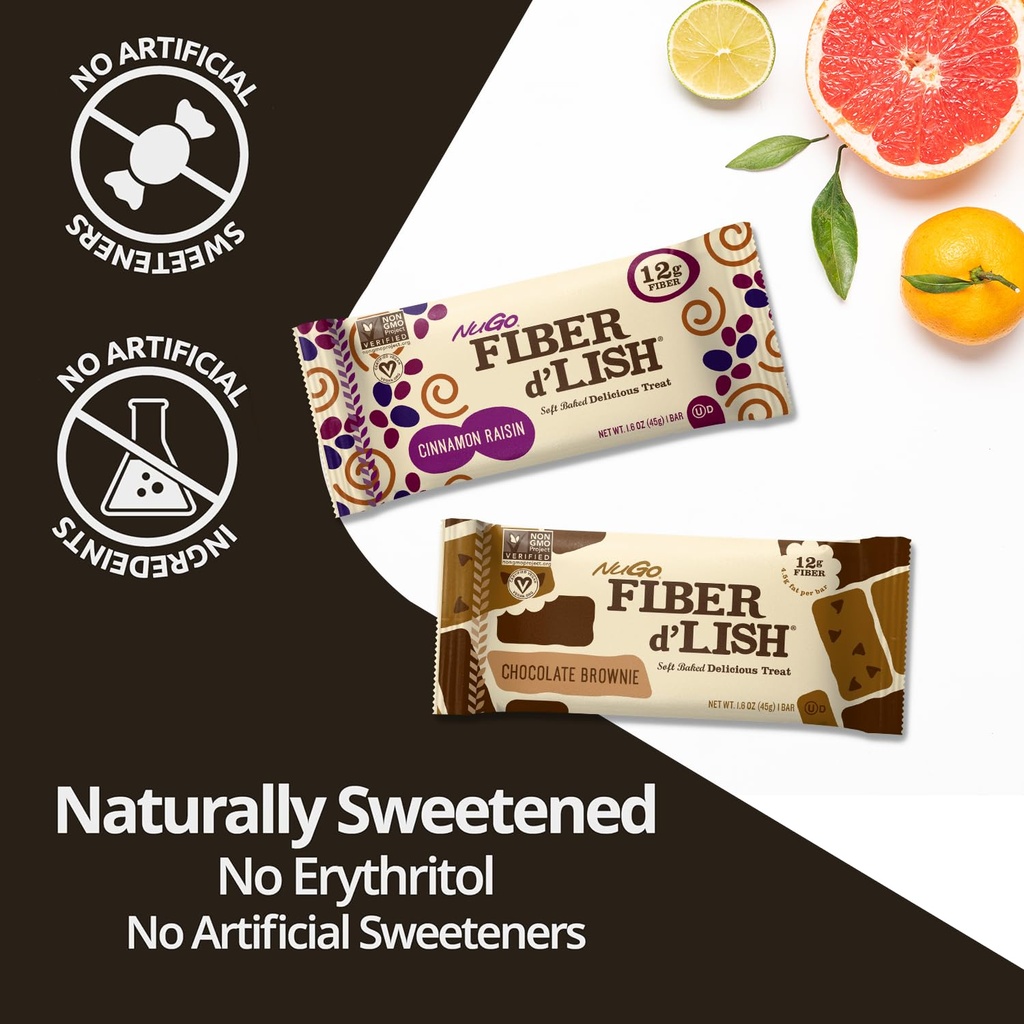 NuGo Fiber d'Lish Chocolate Brownie, 12g High Fiber, Vegan, 150 Calories, 16 Count 5