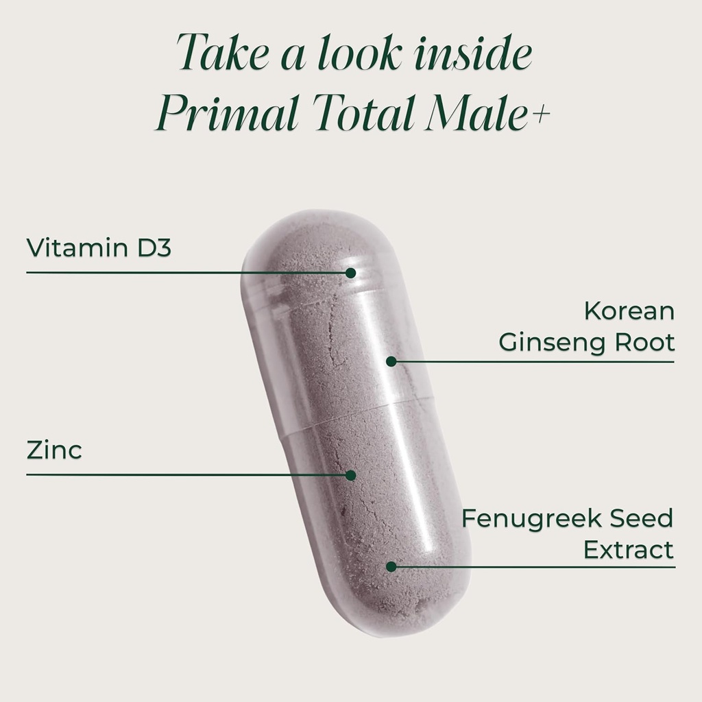 Primal Harvest Total Male+ Multivitamin for Men with Essential Vitamins, Minerals and Herbal Support for Energy, Vitality, Immune Health and Performance 4