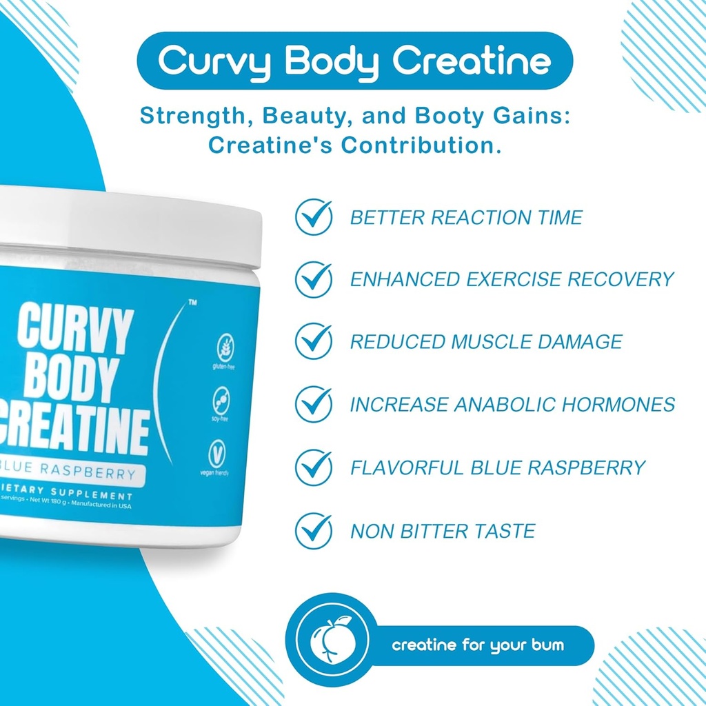 CBB Creatine Monohydrate Powder | Workout Support | Vegan | Kosher | Blue Raspberry Flavor 180 Grams (30 Servings) 6
