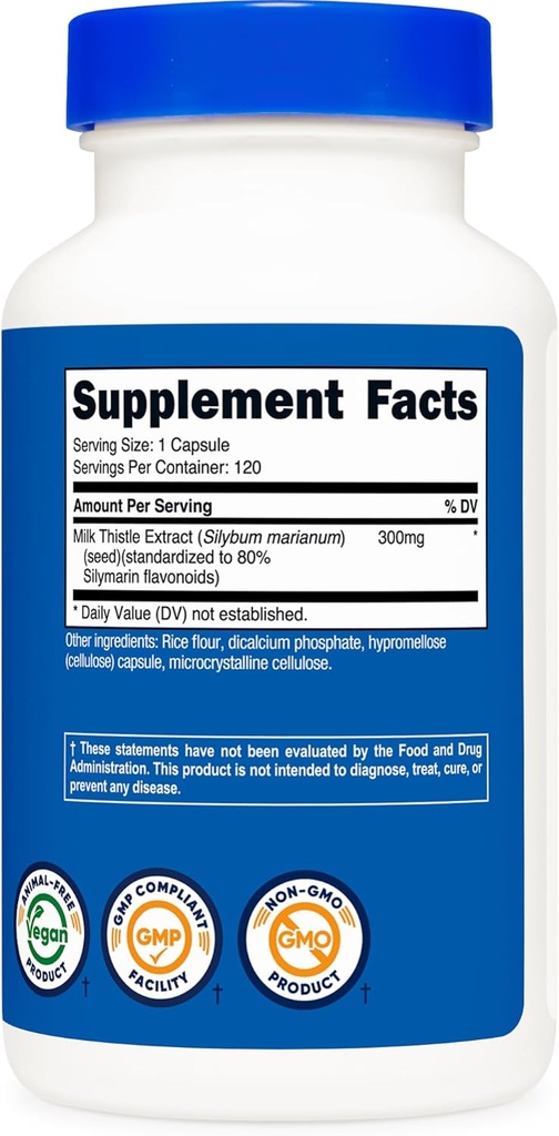 Nutricost Milk Thistle Capsules 300mg, 120 Capsules (80% Silymarin) - Gluten-Free & Non-GMO 6