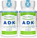 Power By Naturals ADK Vitamin Supplement: Vitamin A, Vitamin D3 5000 iu, and Vitamin K2 MK-7, Support Bone Health Vitamin ADK Supplement, Pure Vitamin D3 K2 MK7 & A, Pack of 2 (60 Capsules Each) 2