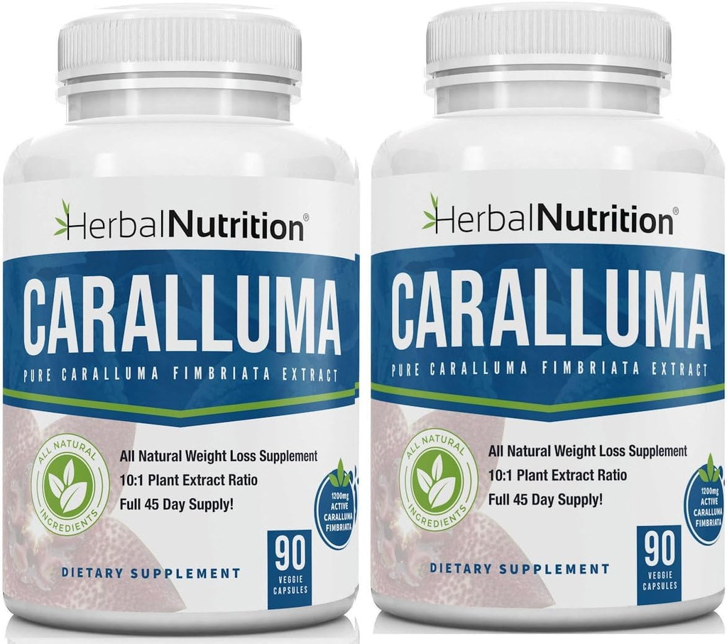Herbal Nutrition Caralluma Fimbriata 180 Capsules Two Bottle Pack Maximum Strength 10:1 Extract Ratio 1200mg All-Natural Diet, Energy, Endurance and Weight Management Supplement 2